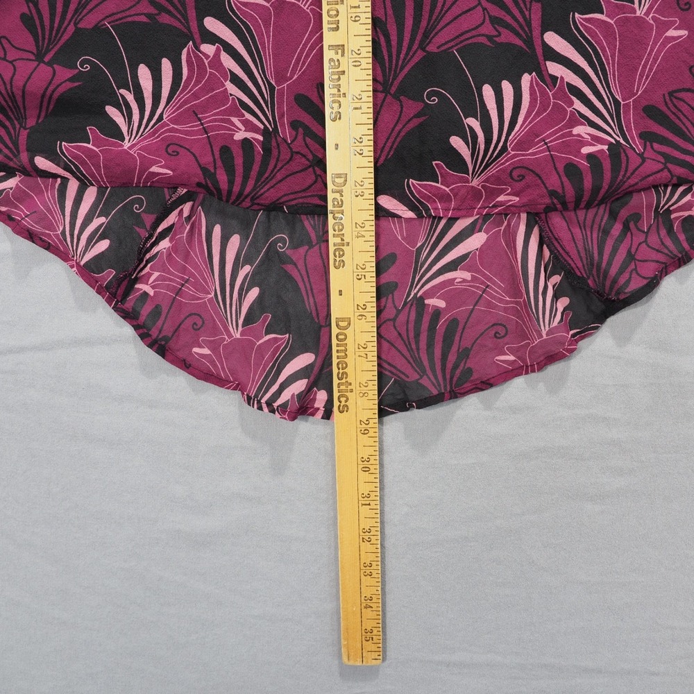Worthington Skirt Womens 10 Pink Floral Silk High Low Hem Art Deco Midi Lined - Picture 7 of 11
